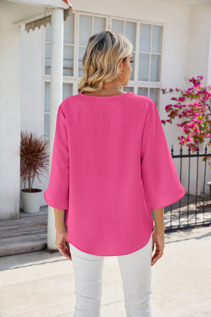 Evie Flowy Split Sleeve Summer Blouse