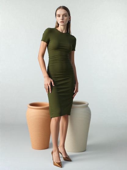 Lydia Kate Slim Fit Knit Dress – Short Sleeves & Classic Round Neck