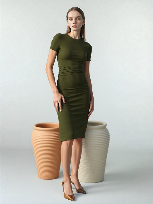 Lydia Kate Slim Fit Knit Dress – Short Sleeves & Classic Round Neck