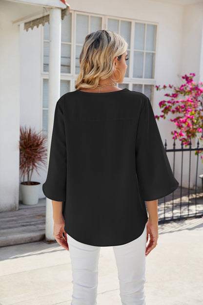 Evie Flowy Split Sleeve Summer Blouse