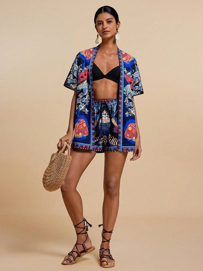 Ruby Dune Linen-Blend Shorts Set