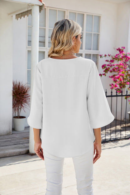 Evie Flowy Split Sleeve Summer Blouse