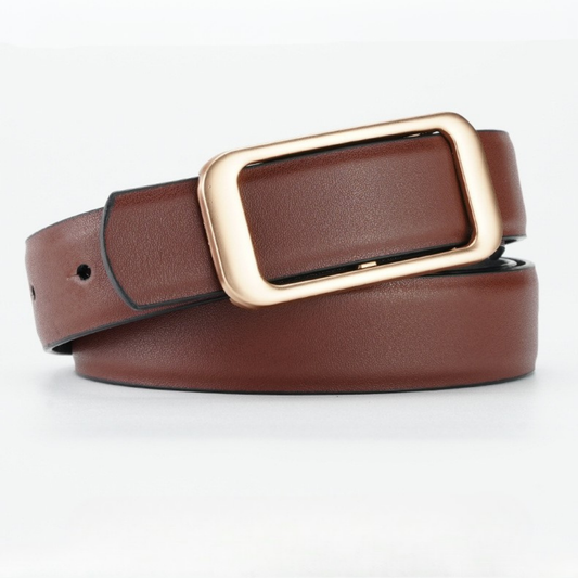 Leather Belt with Gold Buckle