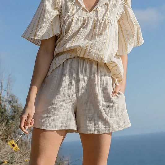 Delphine Breathable Cotton Mid-Thigh Shorts