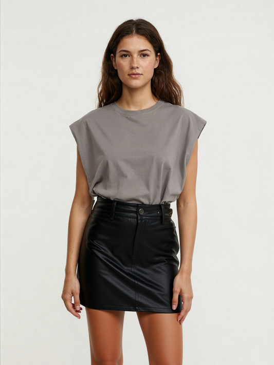 Talia Brooke Low Waist Faux Leather Mini Skirt