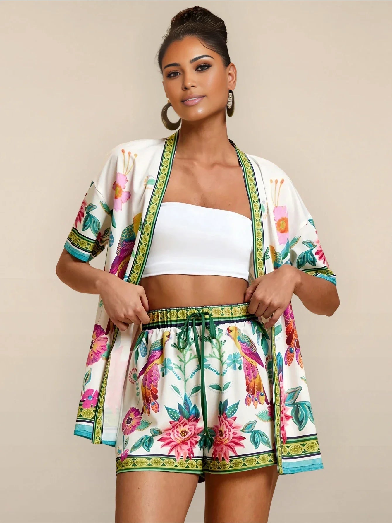 Sienna Bloom Linen-Blend Shorts Set