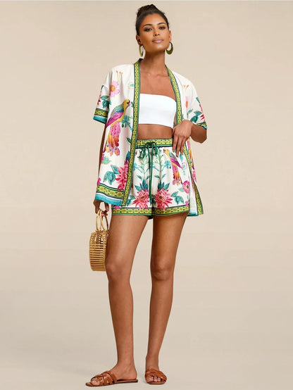 Sienna Bloom Linen-Blend Shorts Set