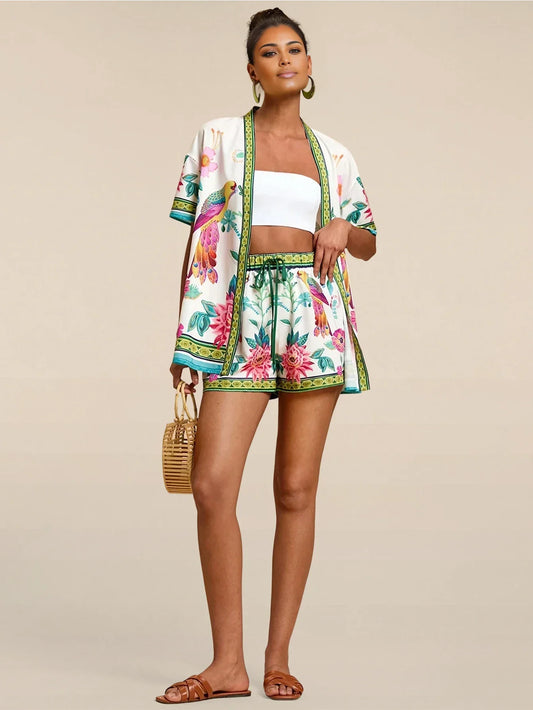 Sienna Bloom Linen-Blend Shorts Set