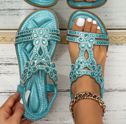 GlimmerGrace Crystal Sandals – Sparkling Detail & Everyday Elegance