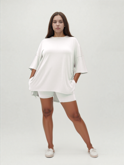 Weekend Ease Set – Relaxed Shirt & Biker Shorts
