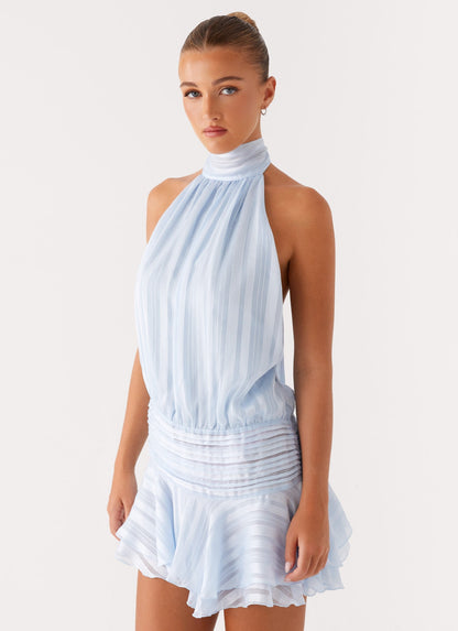 Harriet Barret Halter-Style Mini Dress – Ruched & Ruffled