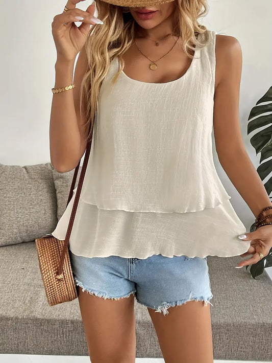 Leonie Layered Tank Top with Ruffle
