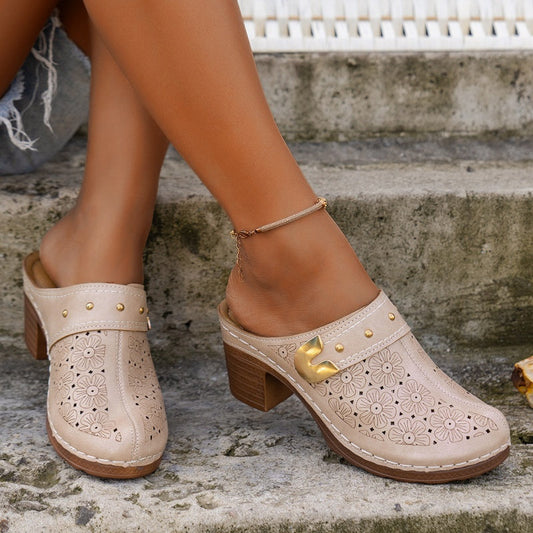 Mila Breathable Slip-On Chunky Heel Sandals